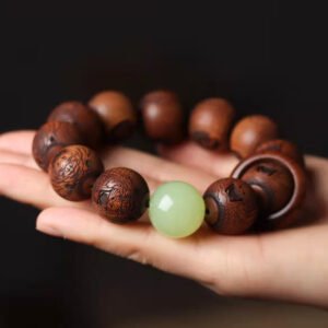 Red Sandalwood Carved Tiger - style Running - horse Ring Bracelet, Specification 2.0, Unisex Handicraft Prayer Beads