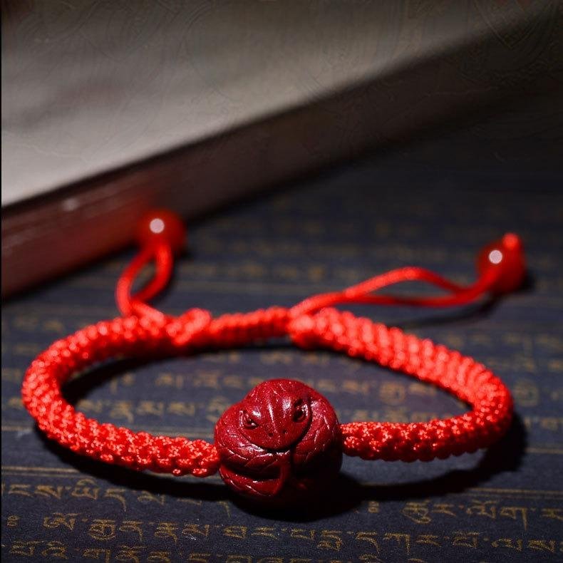 Rat, Ox, Tiger, Rabbit, Dragon, Snake, Horse, Goat, Monkey, Rooster, Dog, Pig Zodiac Bracelets Woven with Cinnabar Red Rope, for Men and Women