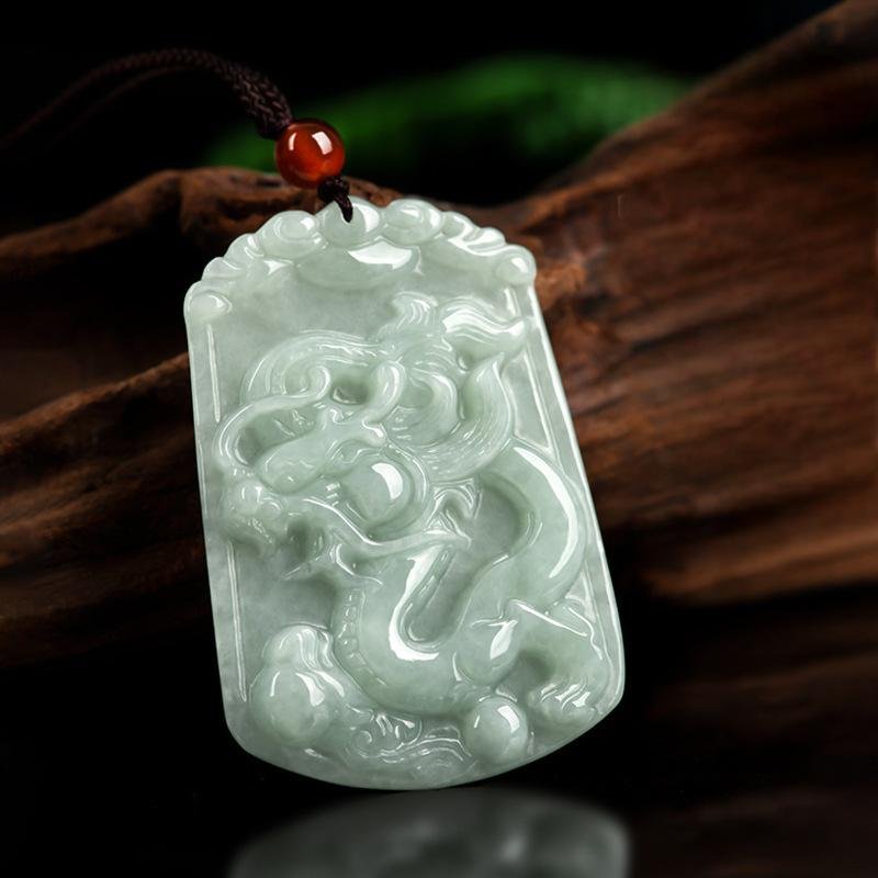 Natural Burmese Type A light green jadeite large - sized Chinese zodiac pendants, glutinous - rice - like jade Chinese zodiac hanging ornaments - Image 2