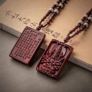 (With certificate) Indian small-leaf red sandalwood zodiac natal Buddha plaque, wooden Guanyin pendant necklace for men and women