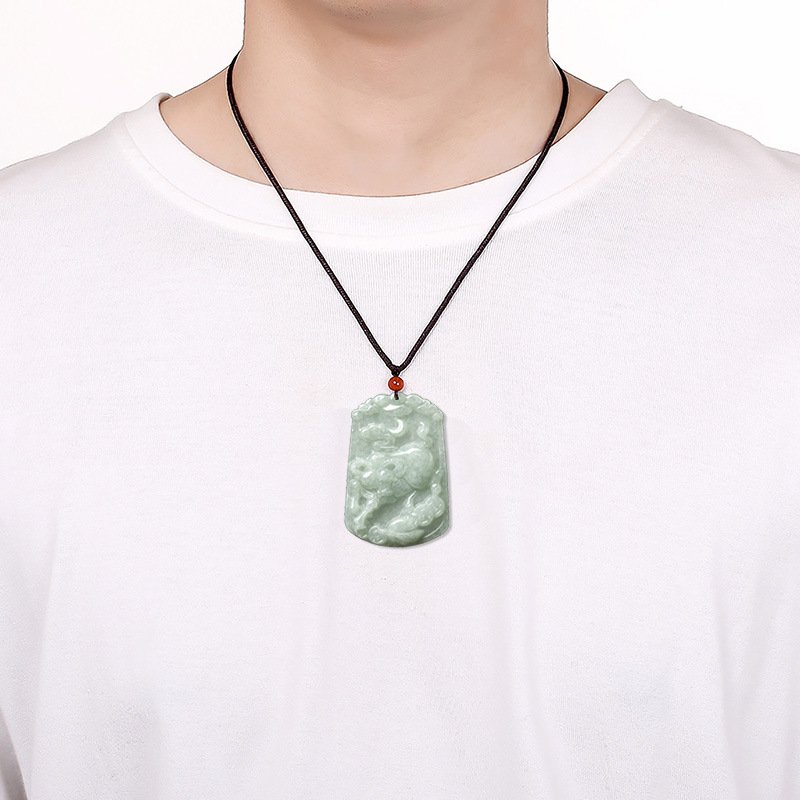 Natural Burmese Type A light green jadeite large - sized Chinese zodiac pendants, glutinous - rice - like jade Chinese zodiac hanging ornaments - Image 4