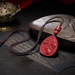 Natural Cinnabar Three-in-One Pendant, a gift for people in their zodiac birth years (the Year of the Tiger), and for those born in the years of the Rabbit, Pig, Goat, Ox, Tiger, Dragon, Snake, Monkey, Rooster in the Chinese zodiac cycle, suitable for both men and women