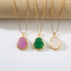 New style Maitreya Buddha pendant necklace, high - quality pendant chain for both men and women, electroplated with micro - inlay