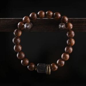 Creative Golden Sandalwood Bead Bracelets, Japanese and Korean Stylish Couple Retro Jewelry for Both Men and Women, Buddhist-themed Ethnic-style Bracelets