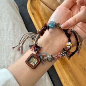 Vintage-style high-end hand-woven Maillard geometric hand rope, fashionable ethnic style Tibetan Zhakyi Ram bracelet