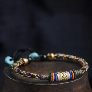 Tibetan-style ethnic bracelet with Vajra knots and five-color strings, hand-woven Chinese-style hand rope for men and women