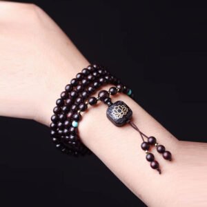 Old material small-leaf red sandalwood 0.6 bracelet, 108 beads prayer beads, high-oil lotus pendant wooden bracelet for men and women