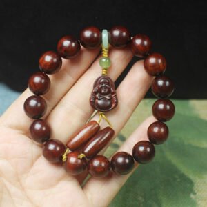 Zambia Red Sandalwood Blood Sandalwood 12mm Bracelet with Maitreya Pendant