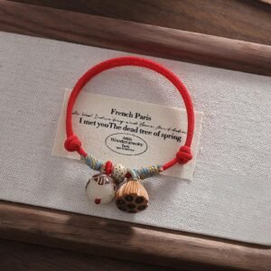 Peach Pit Red String Bracelet, Peach Wood Bracelet for Men and Women, Zodiac Year Gift, Best Friend Gift, Bracelet for Ladies, Original National Trend Style