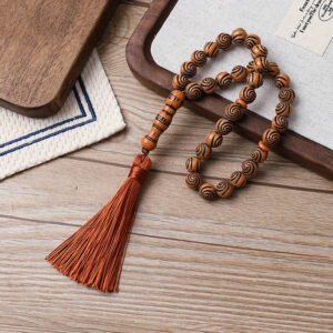 Muslim prayer beads, 33-bead string with imitation tassel, bodhi hand-held prayer beads, hand捻 (twisted in fingers), suitable for both men and women, ethnic style