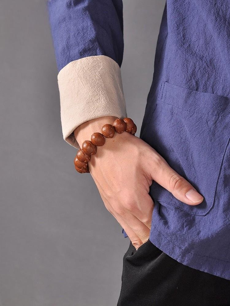 Purple Gold Rat Bracelet for Men, Nearly Round Lucky Rat Bodhi Beads, Same Tree Large Original Seed Bracelet for Women - Image 4